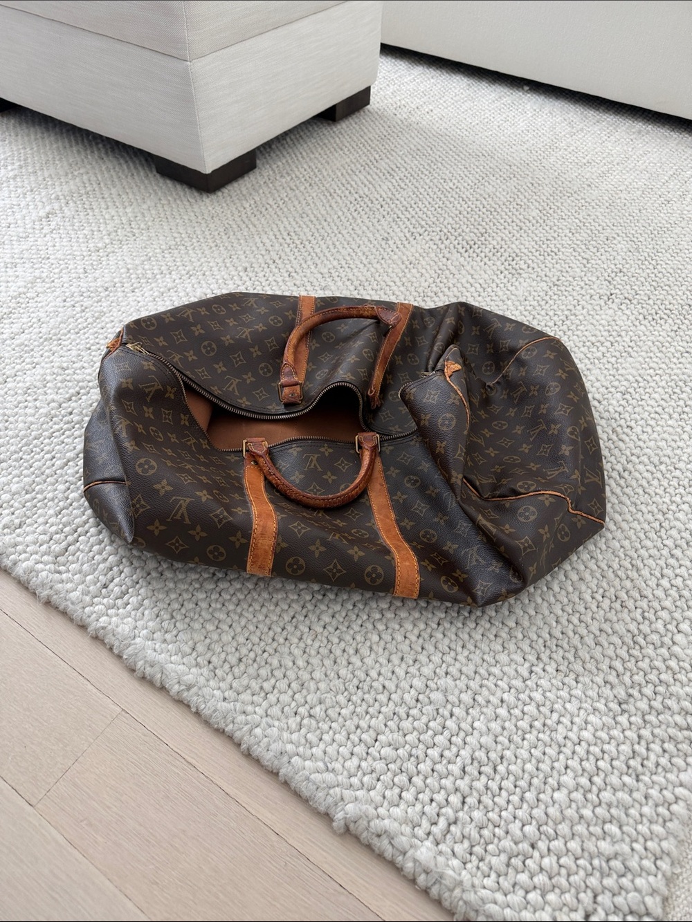 Louis Vuitton Brown Monogram Duffel with Tan Trim
